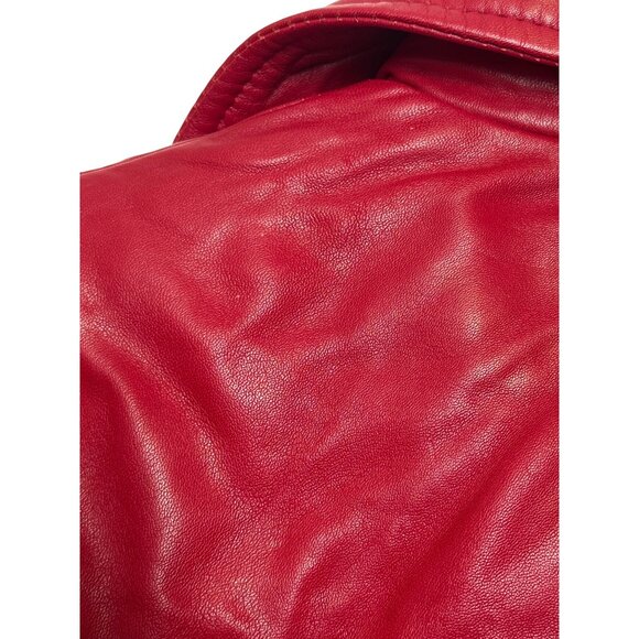 Saguaro Genuine Leather Womens Jacket Small Red Zip Front - Picture 10 of 10